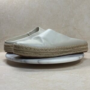 Vince Ulla Espadrille Mules Platform Leather Slides‎ Casual Shoes White 9.5M